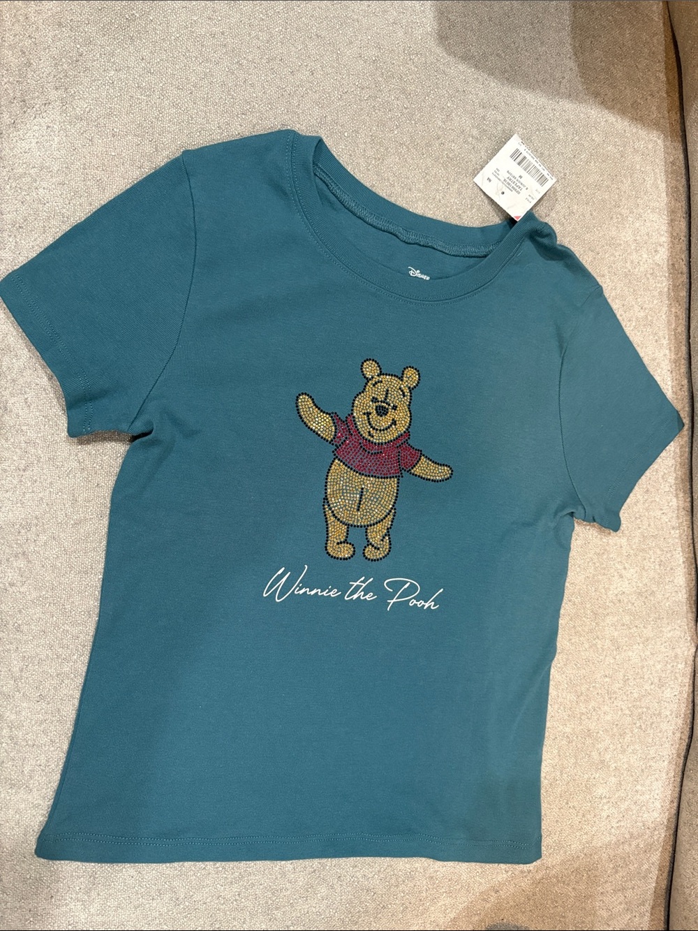 Disney Winnie the Pooh Teal Juniors Short Sleeve Tee